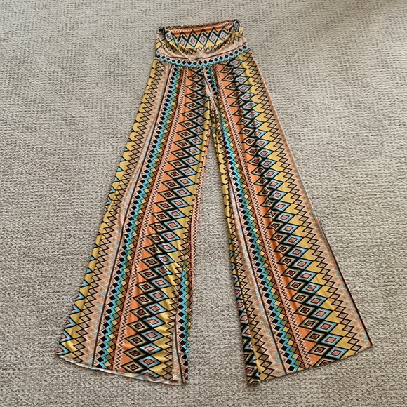 Pants - Wide Leg Palazzo Pant Boho Hippie Yoga Pattern